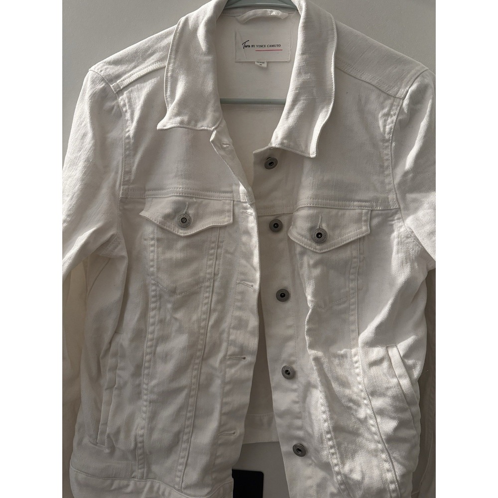 Two by Vince Camuto White Size Medium Denim Button Jacket